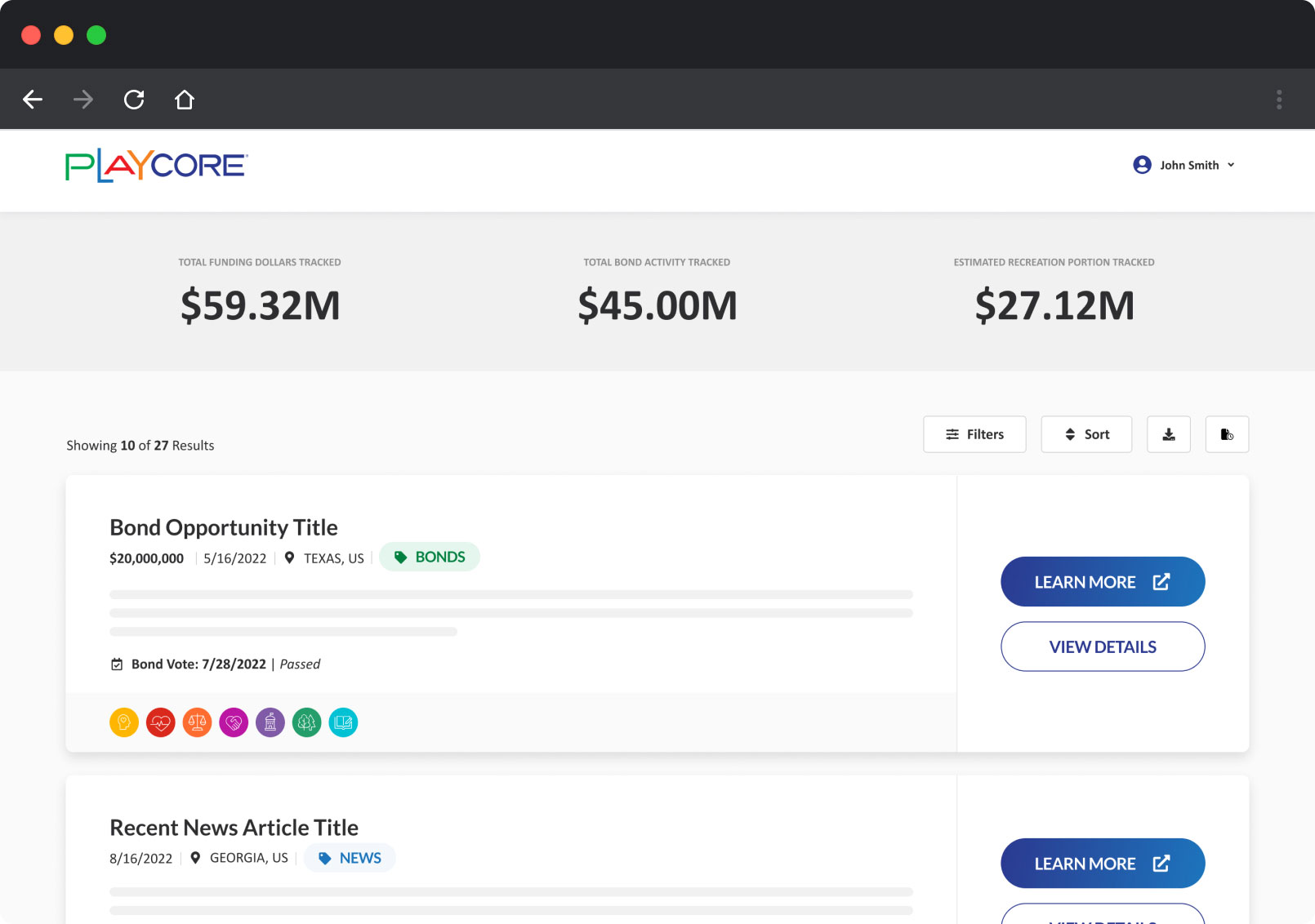 Funding Tool Results Mockup